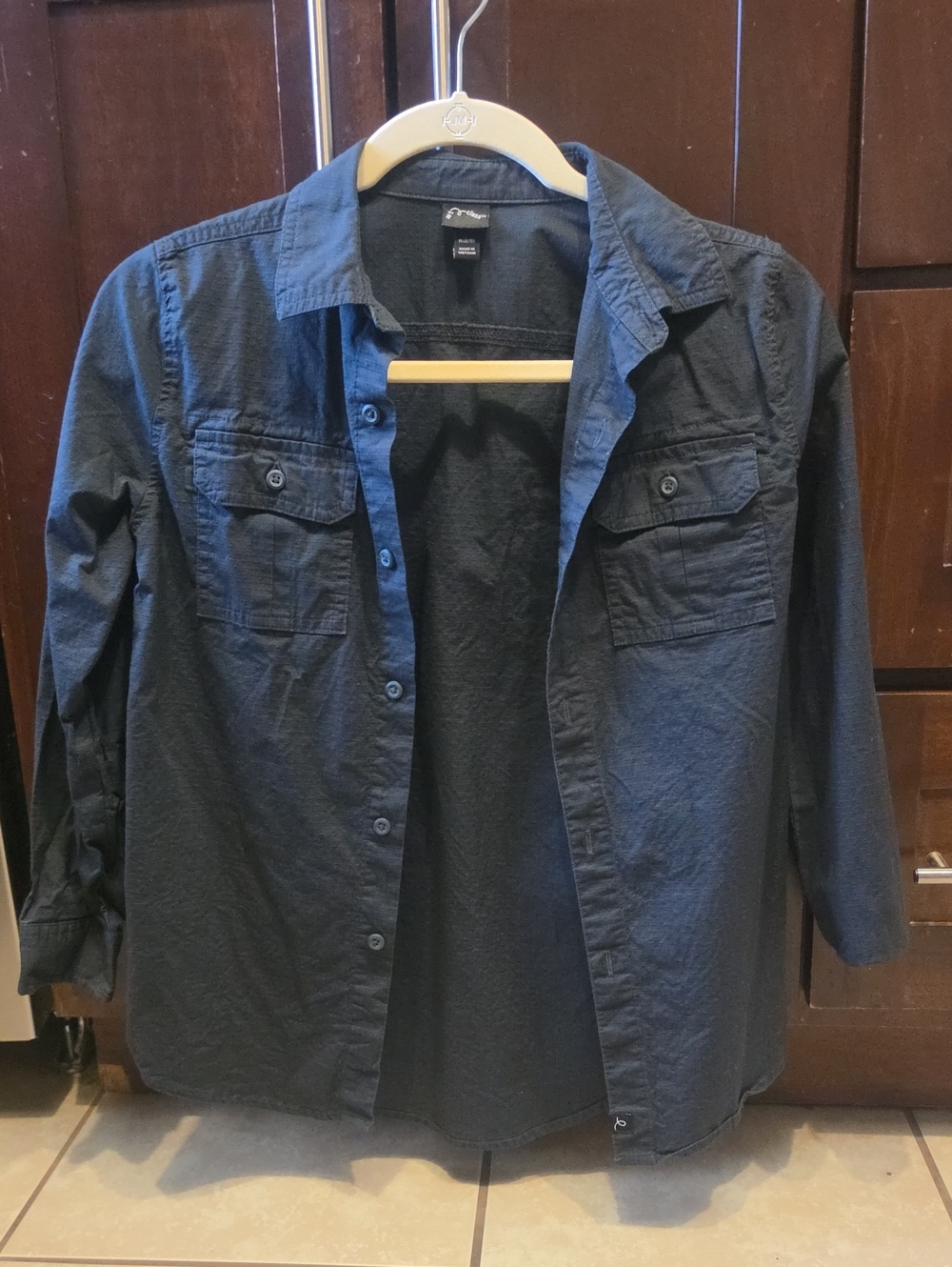Boys Distressed Black Casual Button-Up Shirt Jacket